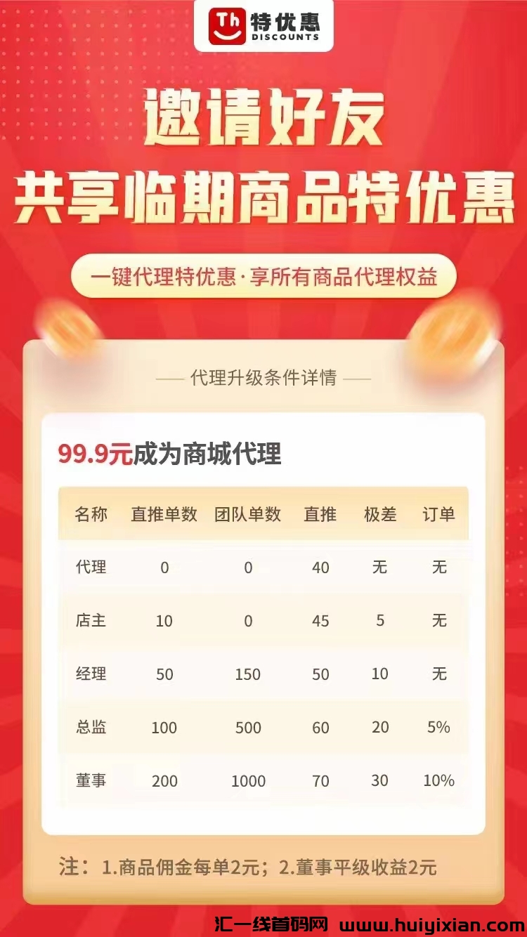 特优惠商城99开玳理,邀请一人开玳理奖励40-汇一线首码网