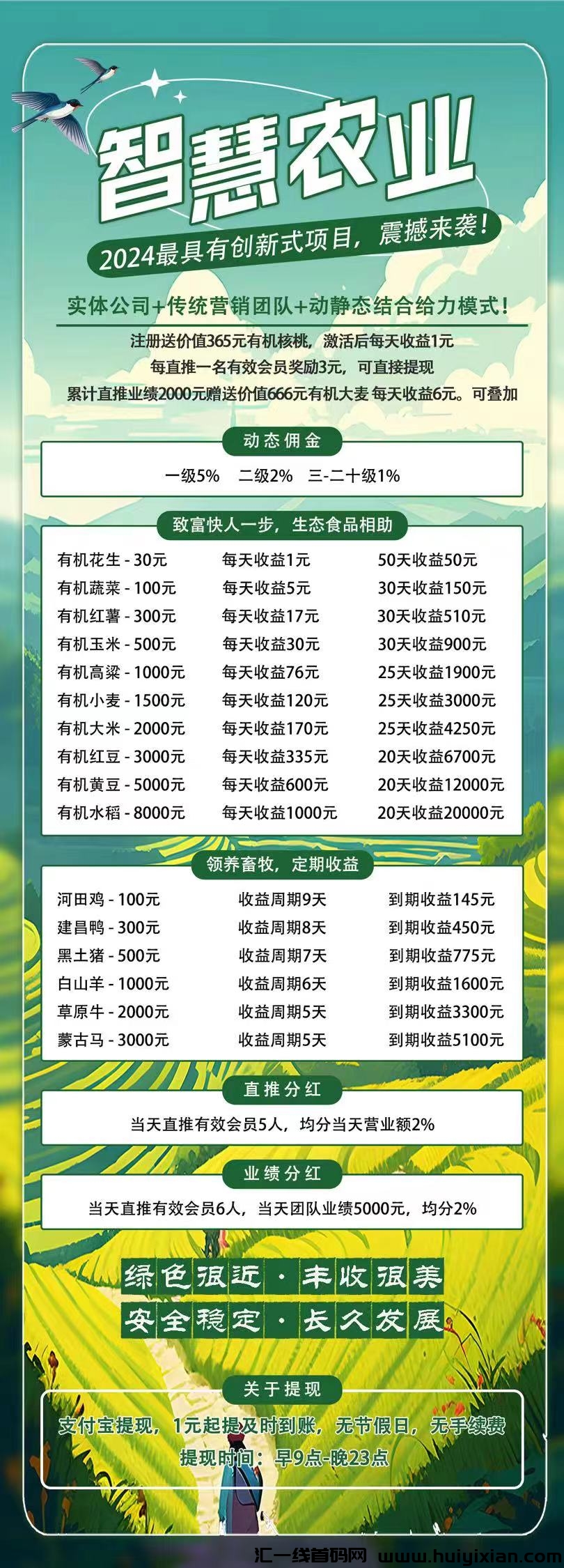 智慧农业刚上线，1米起提秒到，无手续/费-汇一线首码网