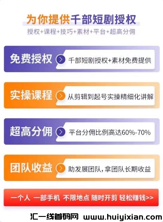 抖音快手短剧变现ai自动剪辑(全程免费利润2/8分),日收益300+-汇一线首码网
