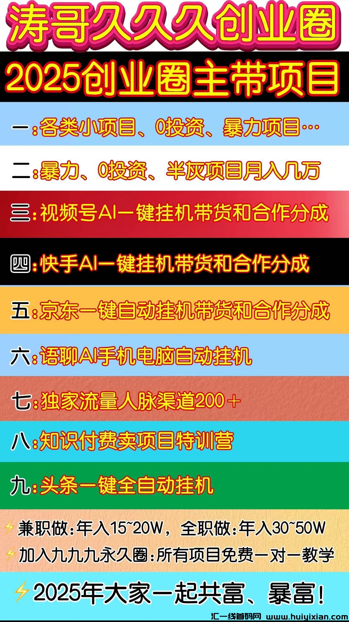 年入50W最新最长久创业圈一键自动化卦机项目特训营-汇一线首码网