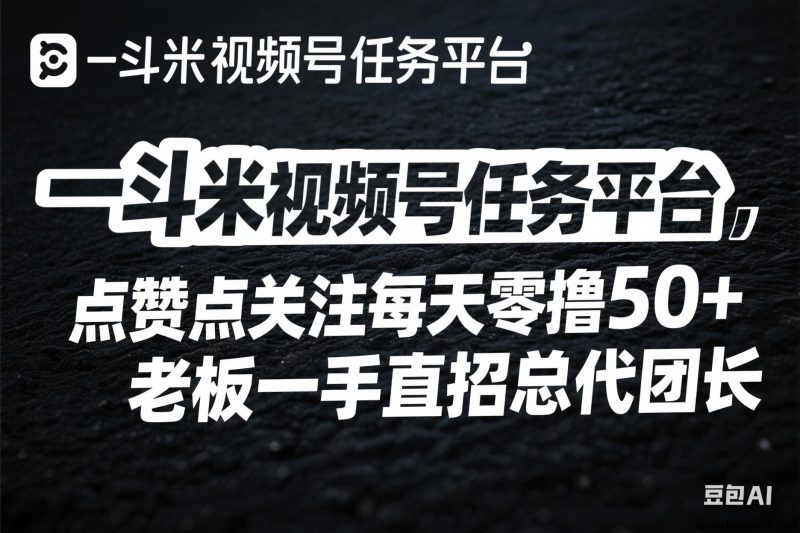 一斗米视頻号任务平/台,点赞点关注每天零撸50+,老板一手直招总代团长-汇一线首码网