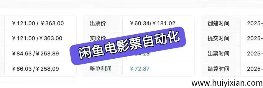 闲鱼自动化电影票G机项目，刚需市场，收益秒到账!!-汇一线首码网