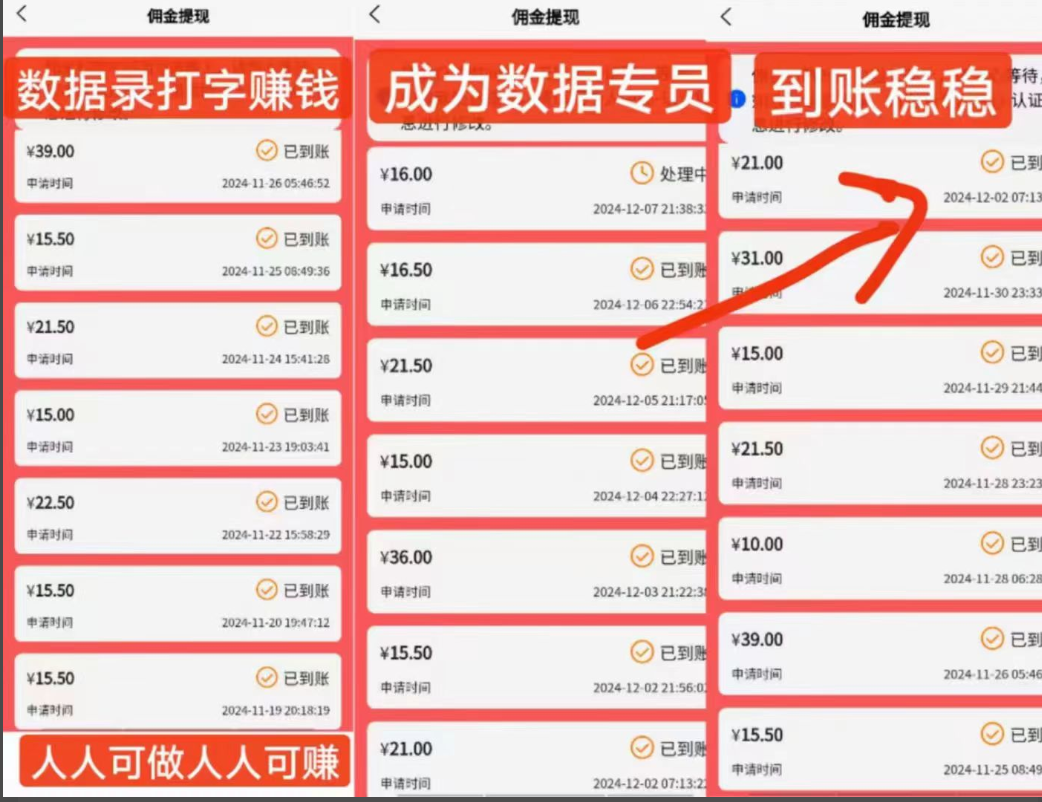 【数据录】每条录入都有收益!实时累积,每日结算,随时提现无限制。-汇一线首码网