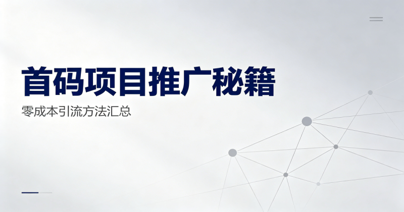 首码项目如何推广?零成本引流方法汇总老玩家实操分享_汇一线首码网-汇一线首码网