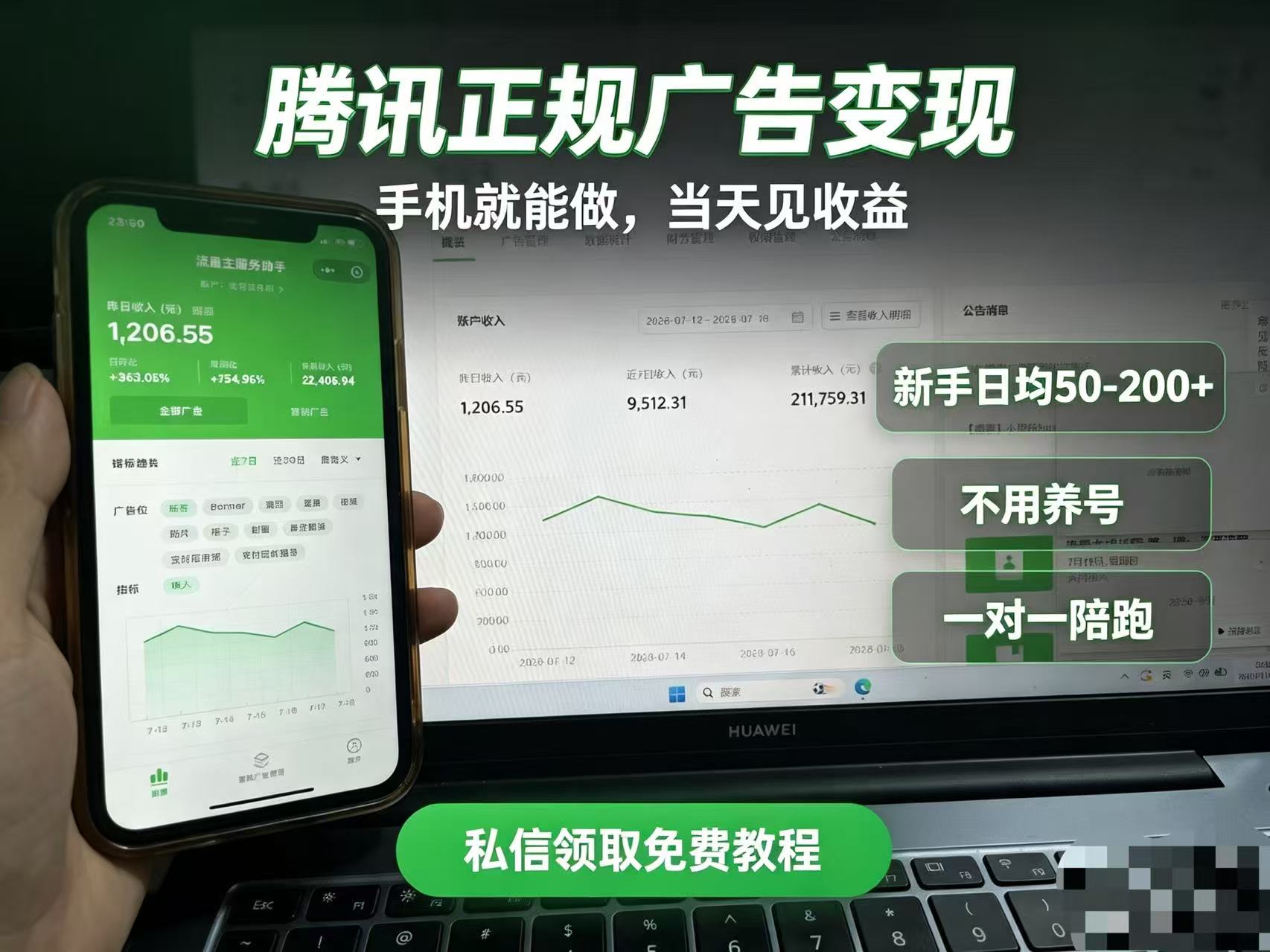 腾讯官方正规副业|广告合规收益,当天就能看到收益,免费赠教程!-汇一线首码网
