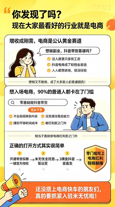 米无忧：抖音一键授权带货，托管躺赚，无需投资，绿色正规项目！-汇一线首码网