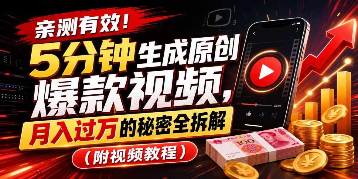 亲测有效！AI一键生成原创爆款视频，月入过万的秘密全拆解（附视频教程）-汇一线首码网