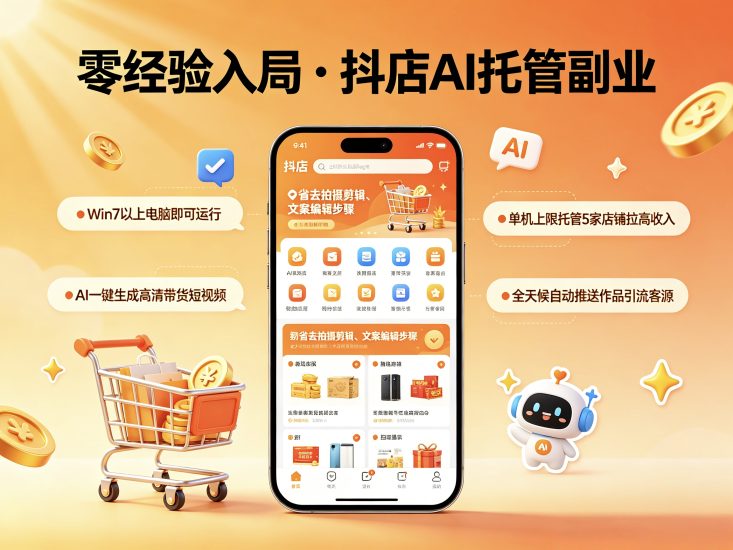 首码抖店AI托管全自动躺赚懒人被动收益-汇一线首码网