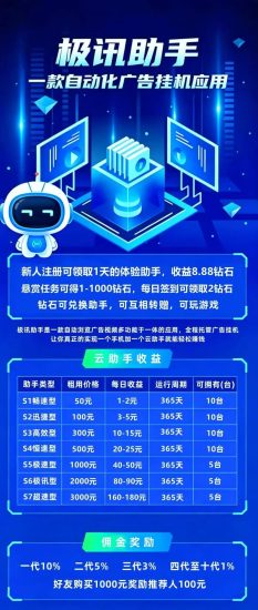 《极讯助手》只需简単几步,就能让设备为你赚取额外收入-汇一线首码网