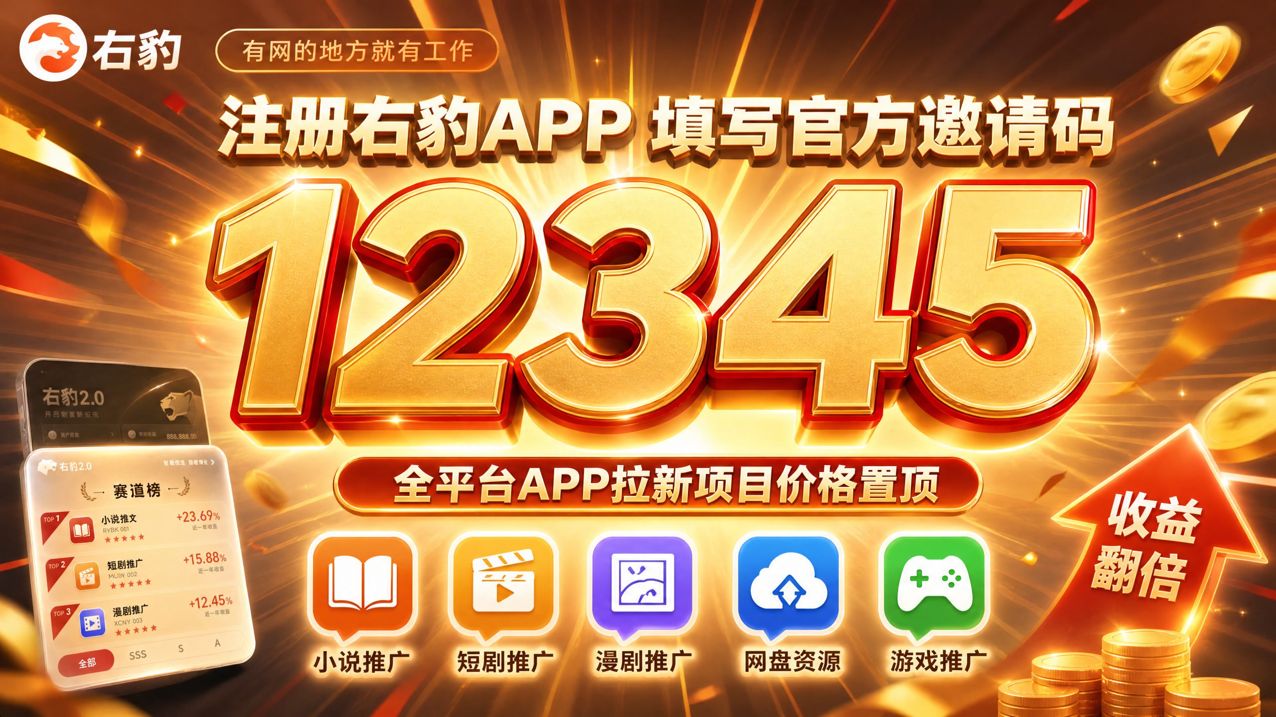 右豹邀请码12345|2026内容副业深度解析!小说推文、漫剧、网盘拉新、APP拉新创作者首选全域变现平台-汇一线首码网