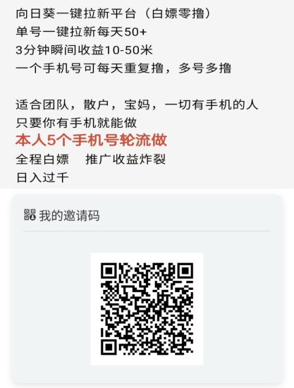 向日葵一天赚几百,有手机号就可以-汇一线首码网