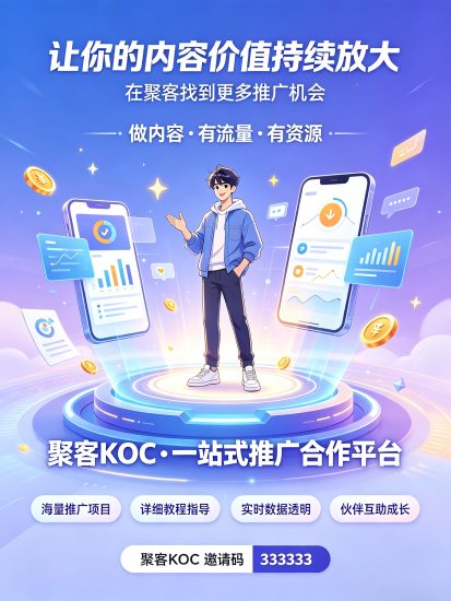 聚客KOC邀请码333333，填完直接进项目大厅-汇一线首码网