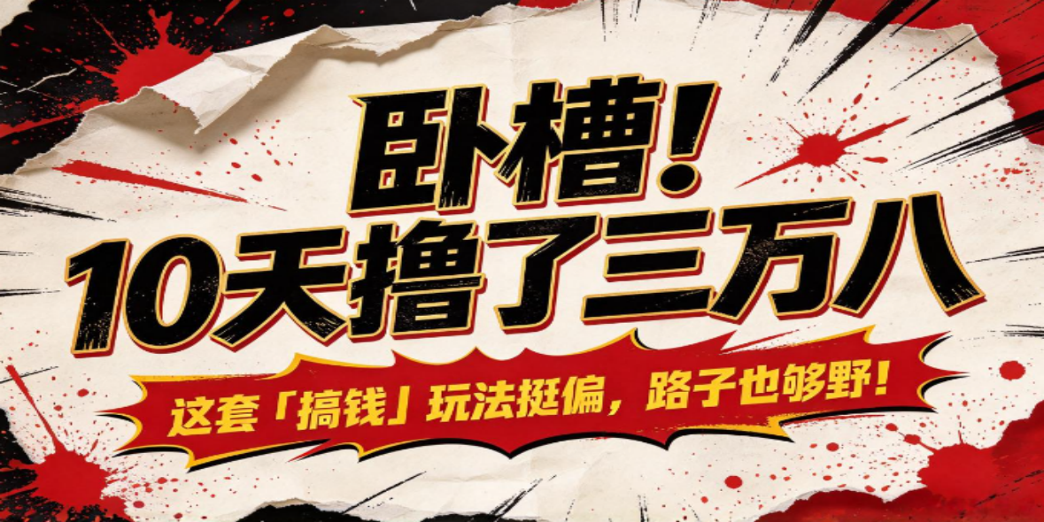 卧槽!10天撸了三万八,这套「搞钱」玩法挺偏,路子也够野!-汇一线首码网